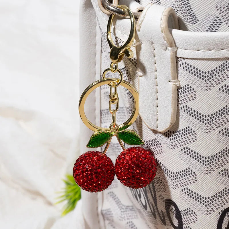 Rhinestone Cherry Bag Charm