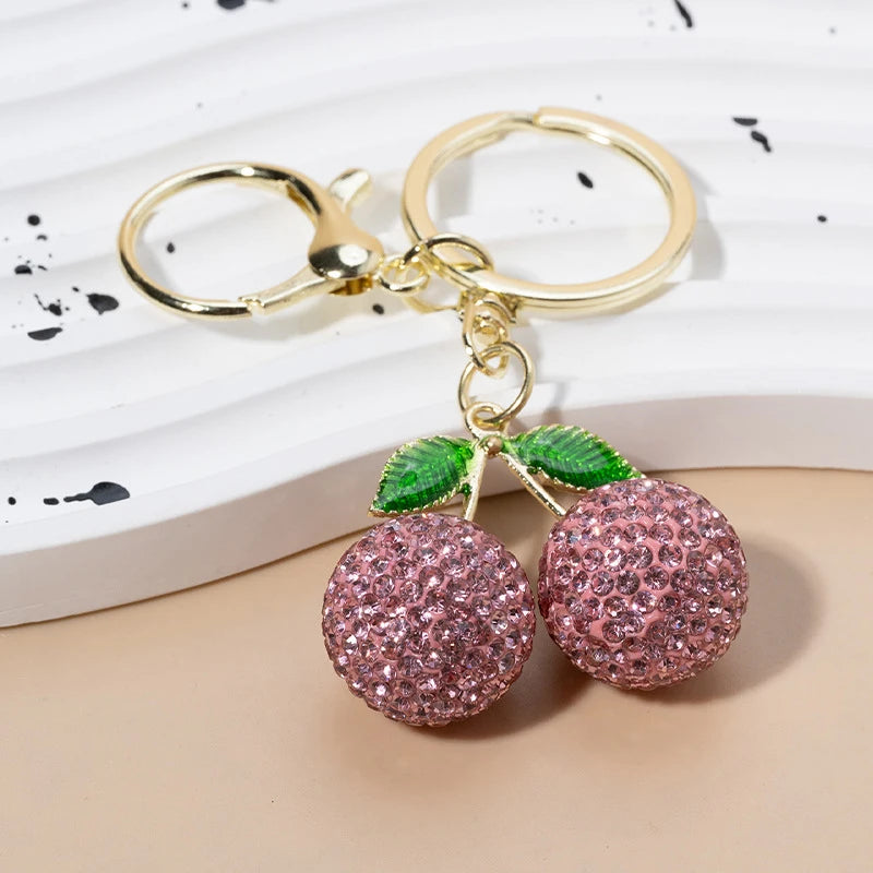 Rhinestone Cherry Bag Charm