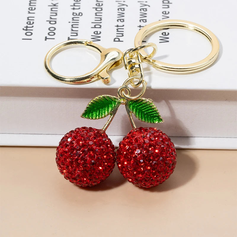 Rhinestone Cherry Bag Charm