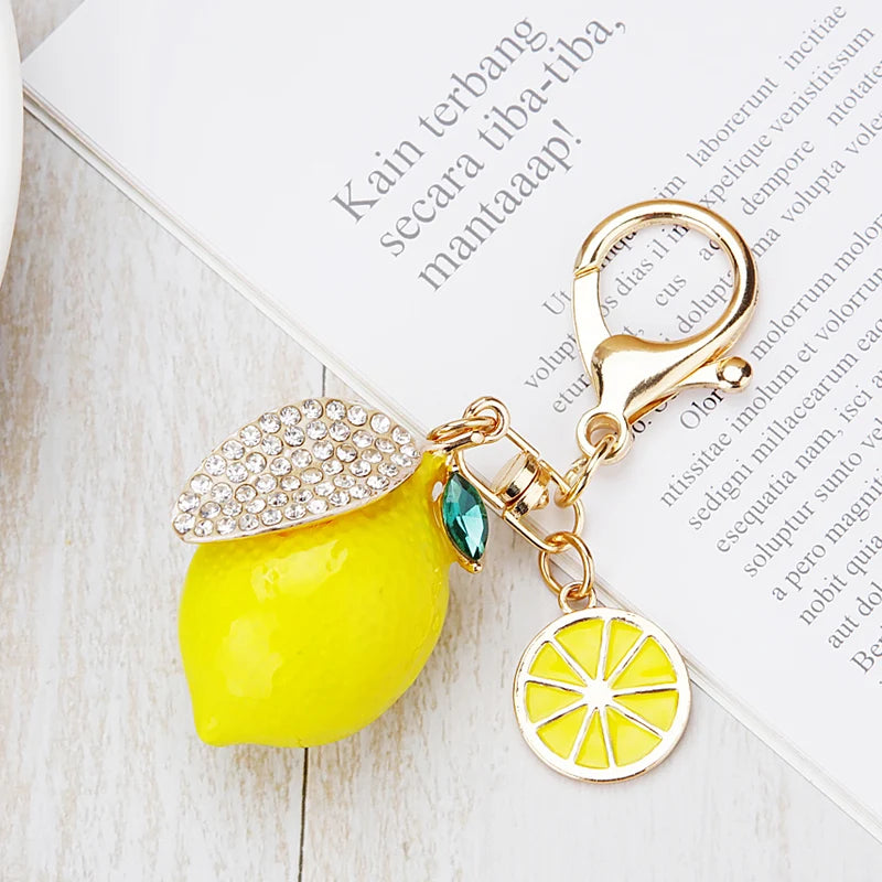 Rhinestone Lemon Bag Charm