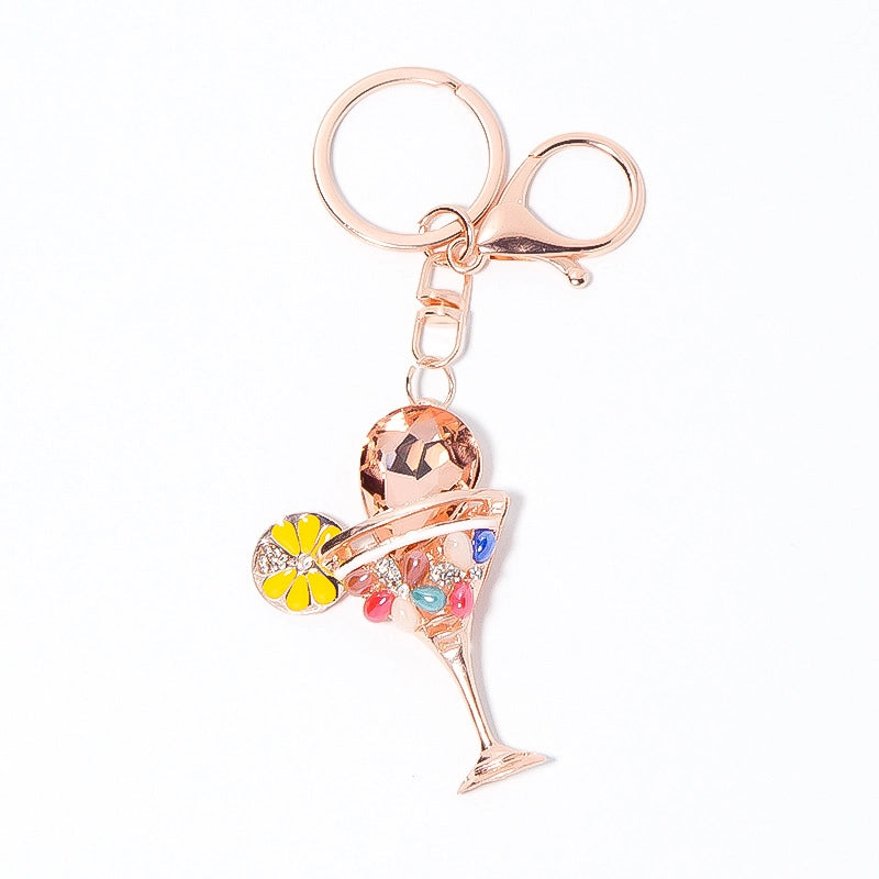 Rhinestone Metal Wine Glass Bag Charm