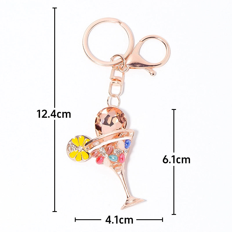 Rhinestone Metal Wine Glass Bag Charm