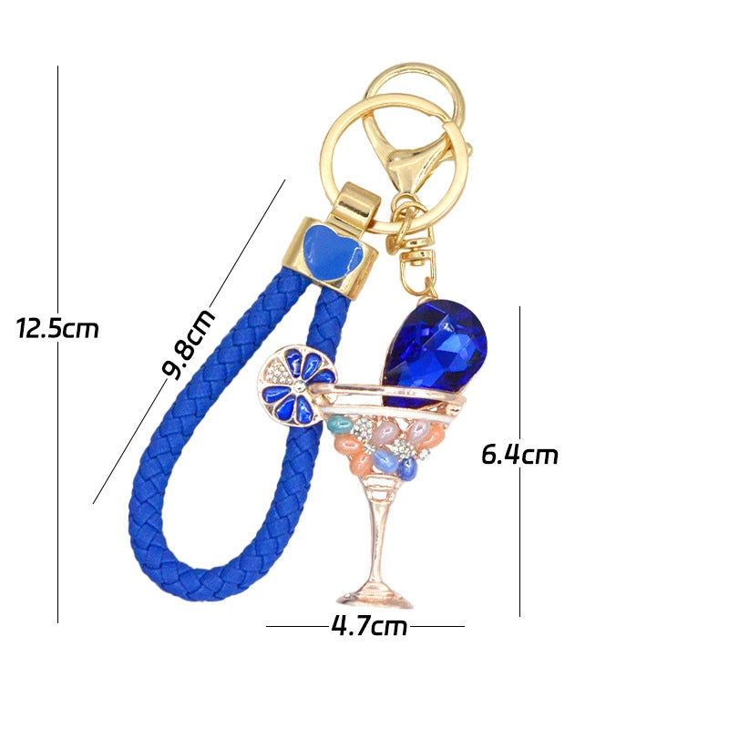 Rhinestone Metal Wine Glass Bag Charm