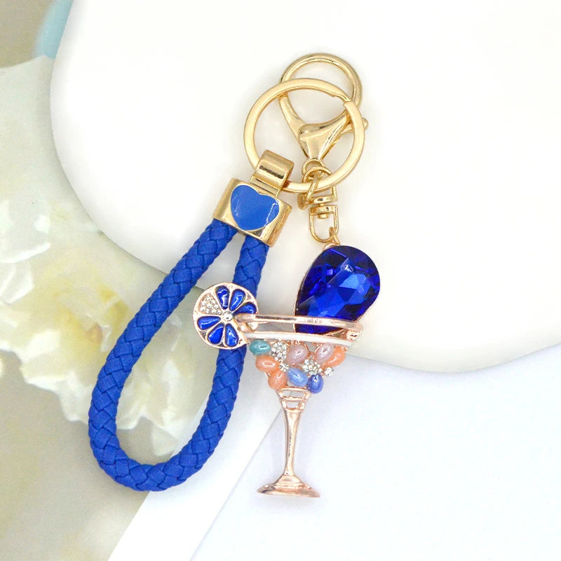 Rhinestone Metal Wine Glass Bag Charm