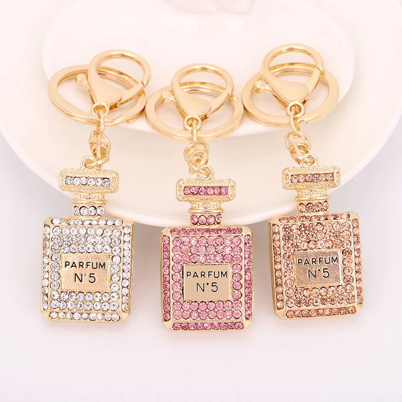 Rhinestone Perfume Bottle Bag Charm