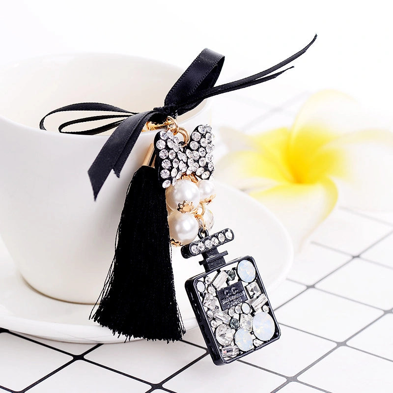 Rhinestone Perfume Bottle Bag Charm