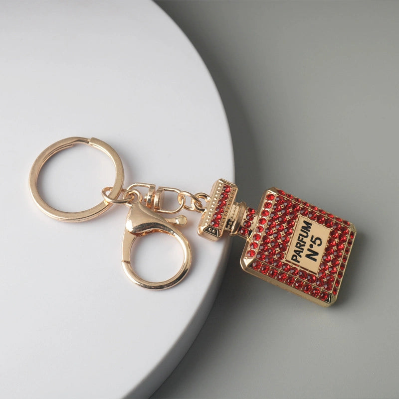 Rhinestone Perfume Bottle Bag Charm