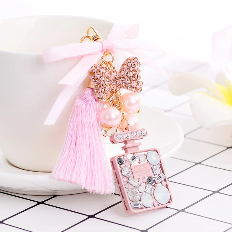 Rhinestone Perfume Bottle Bag Charm