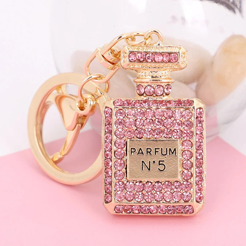 Rhinestone Perfume Bottle Bag Charm