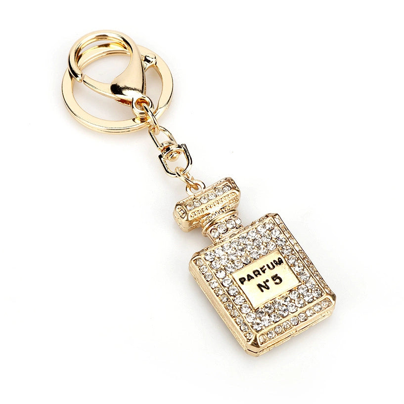 Rhinestone Perfume Bottle Bag Charm
