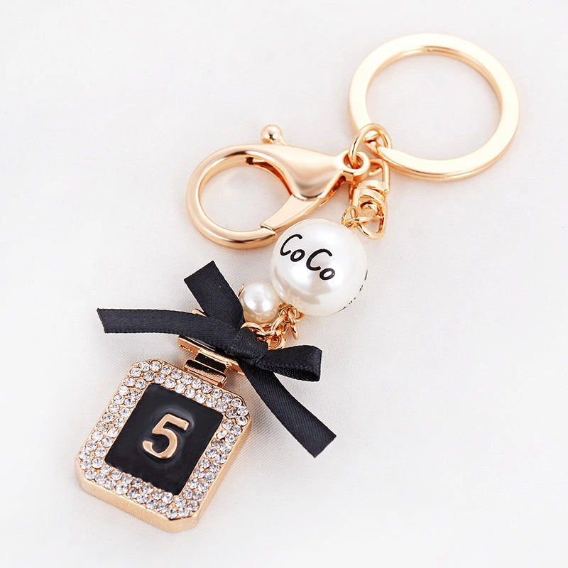 Rhinestone Perfume Bottle Bag Charm