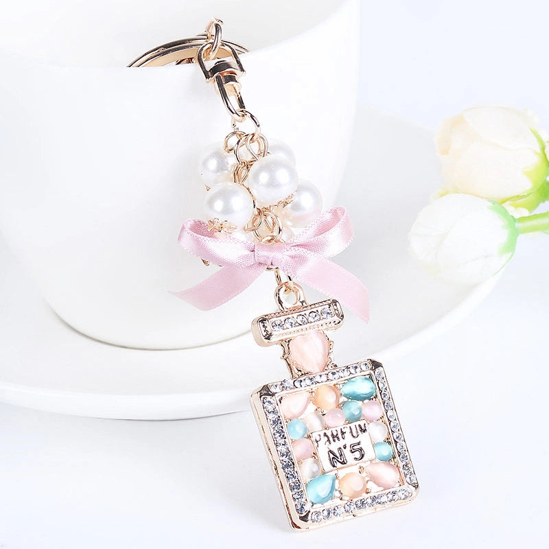 Rhinestone Perfume Bottle Bag Charm