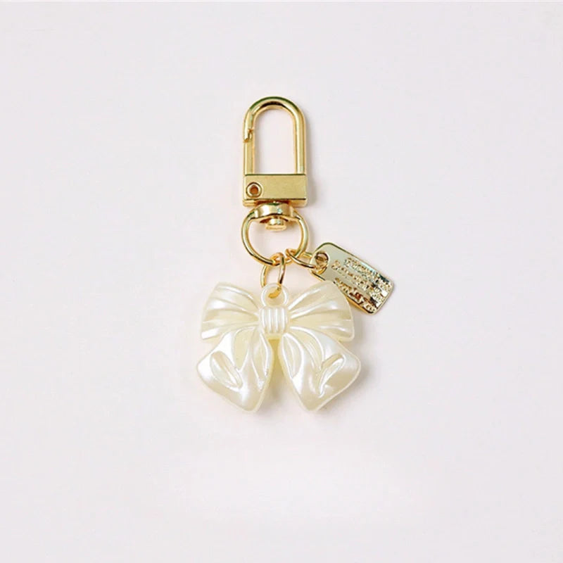 Rose Bow Pearl Tassel Bag Charm