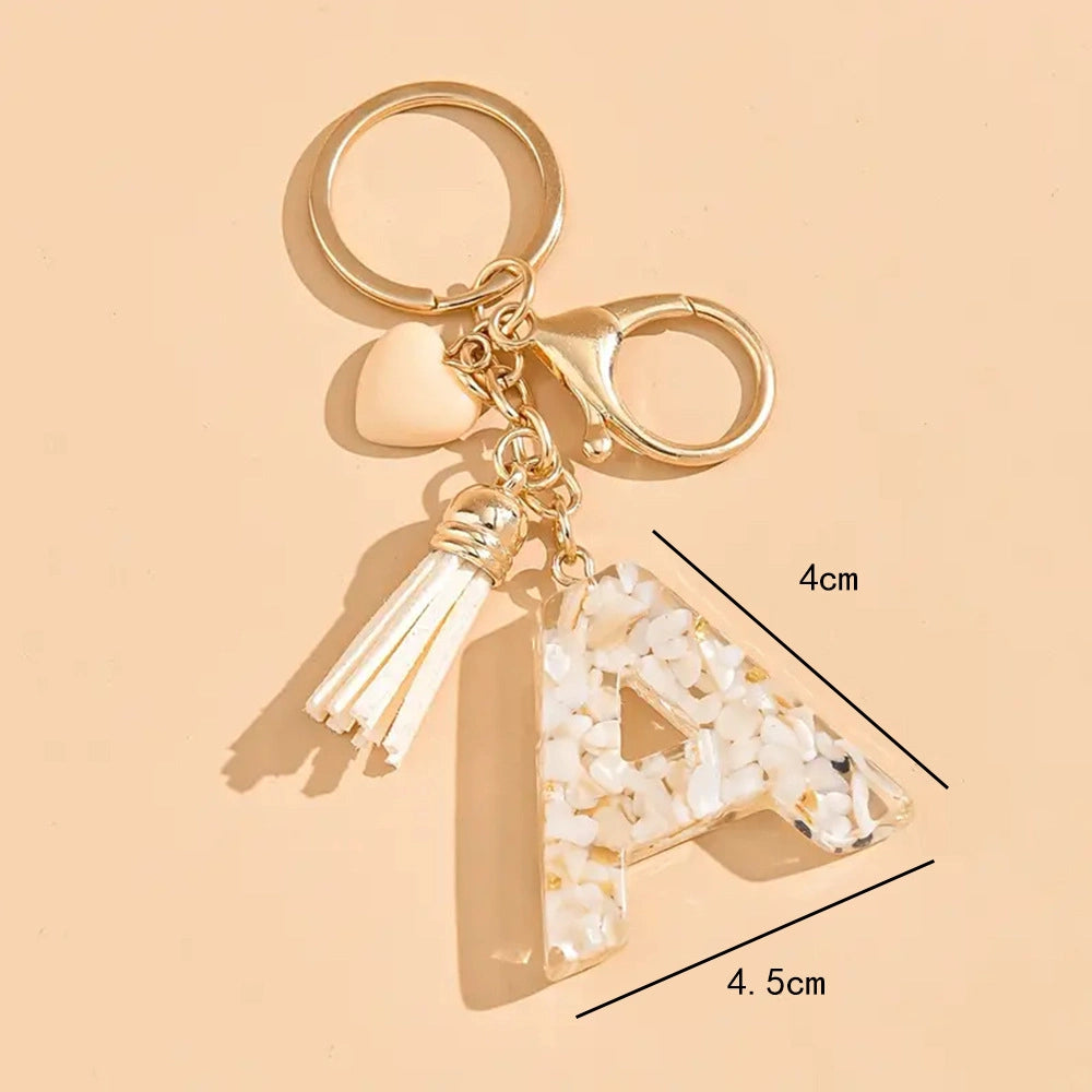 Shell Stone Letter Keychain