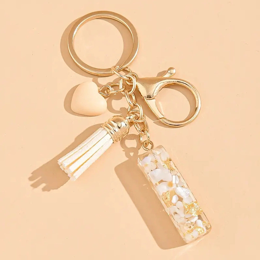 Shell Stone Letter Keychain