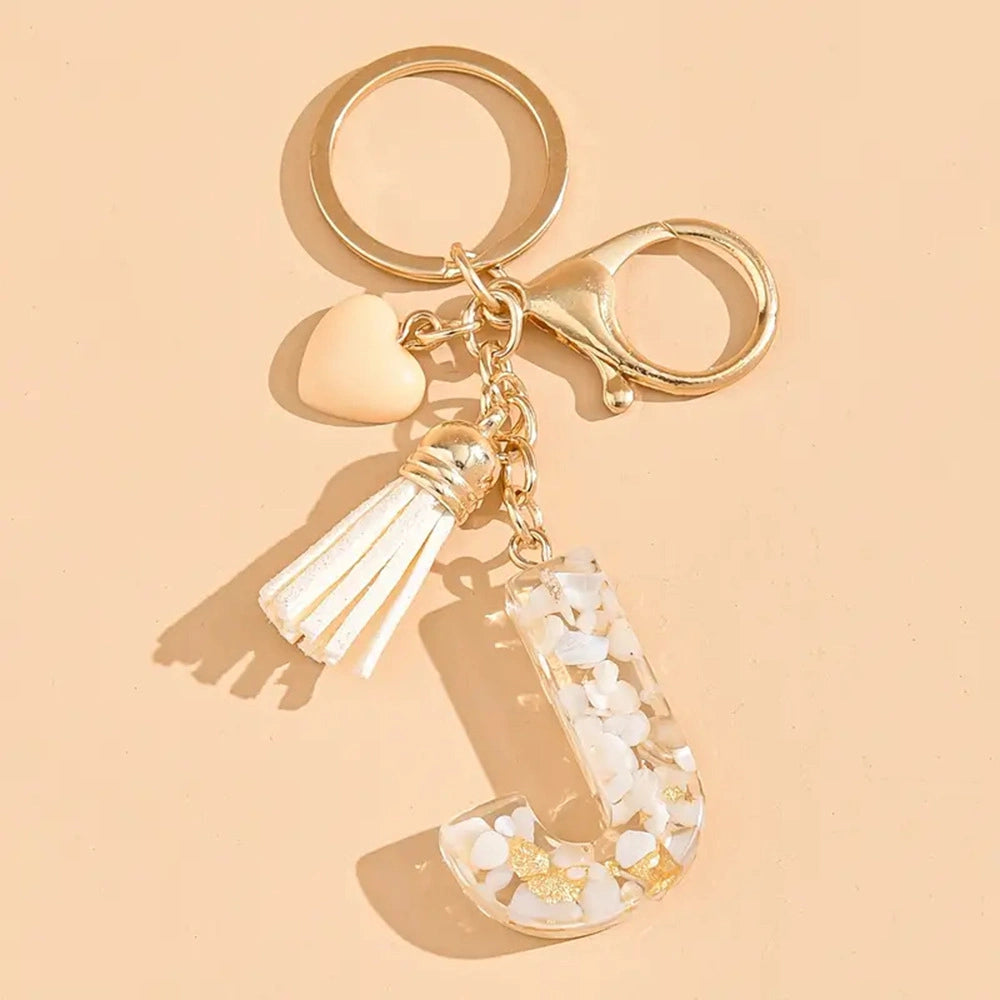 Shell Stone Letter Keychain