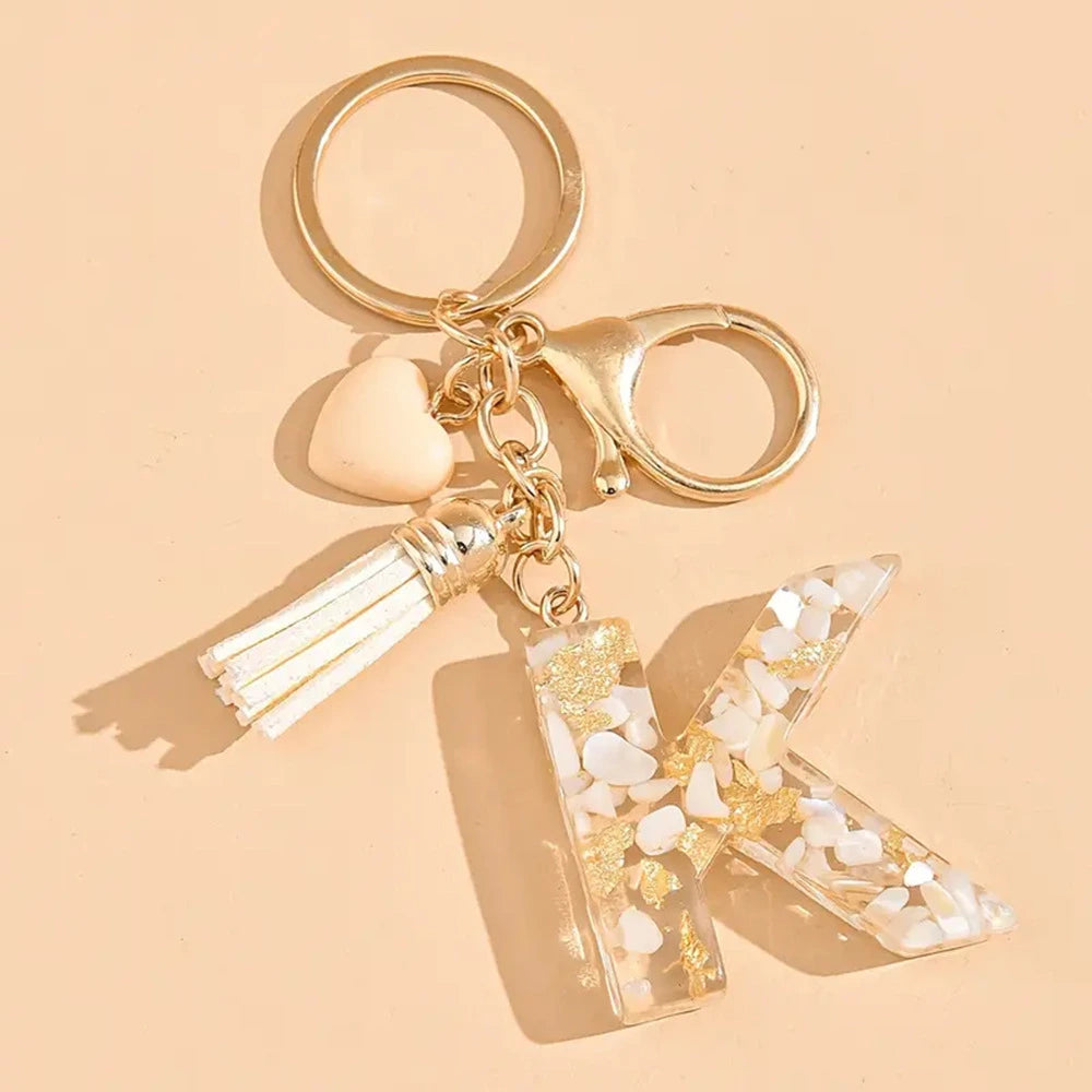 Shell Stone Letter Keychain