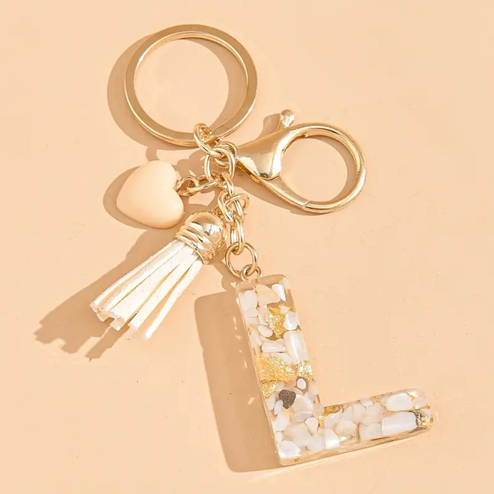 Shell Stone Letter Keychain