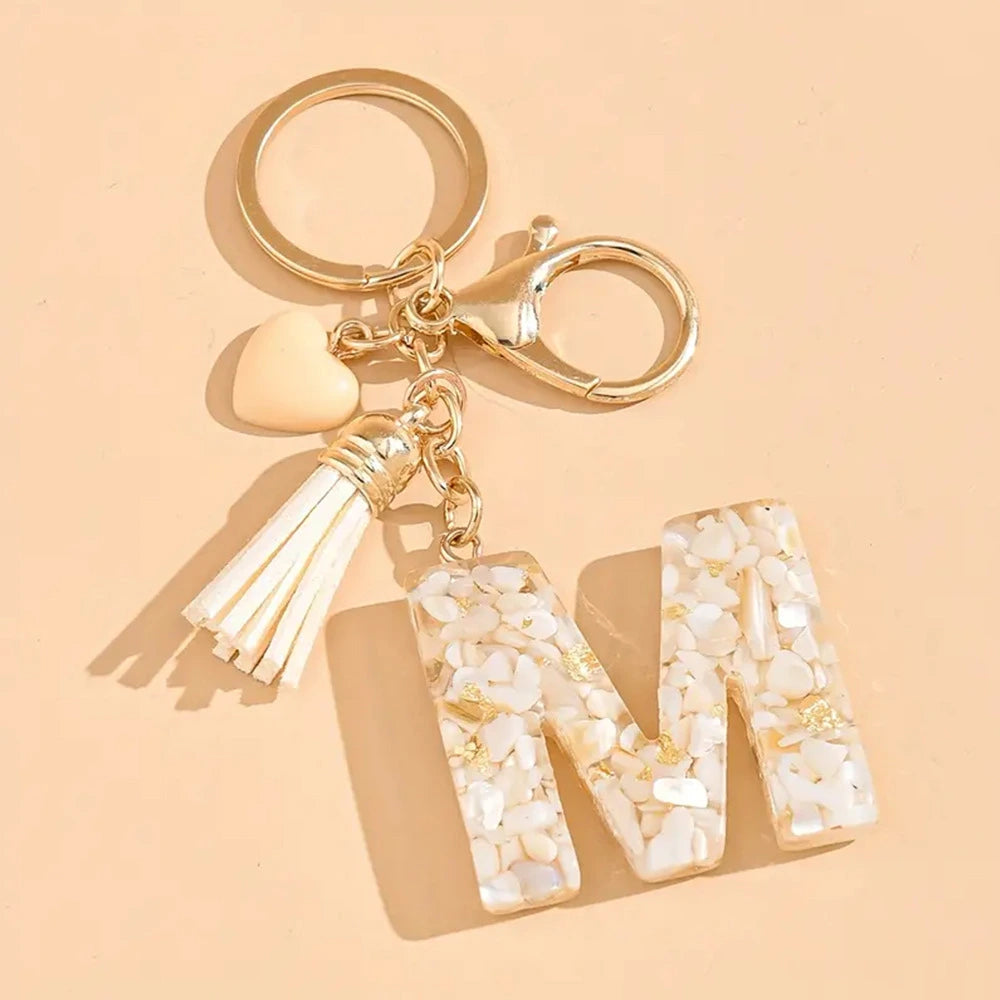Shell Stone Letter Keychain