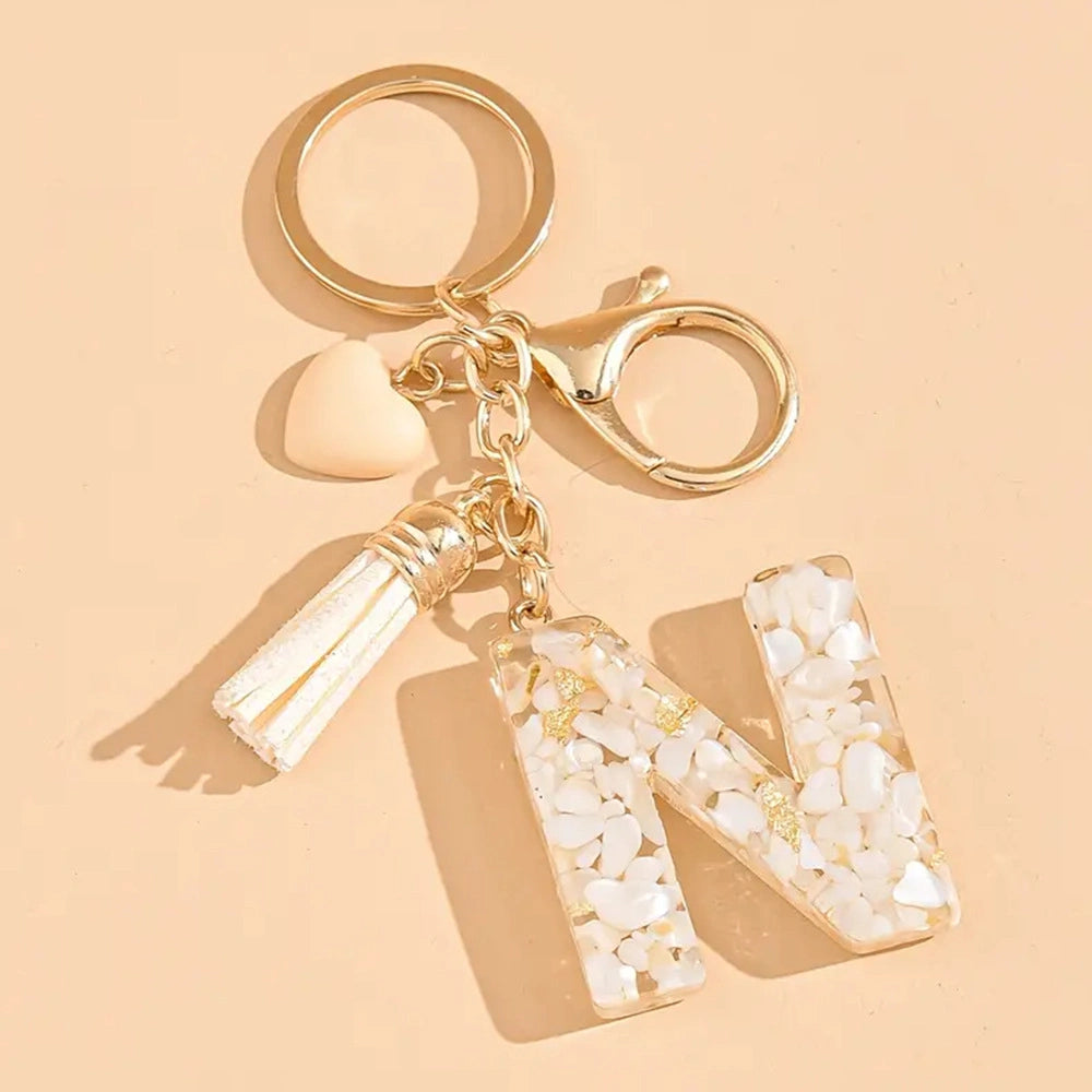 Shell Stone Letter Keychain