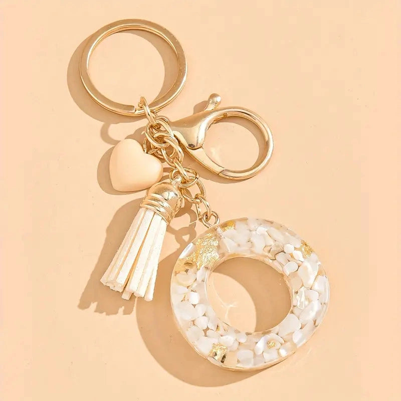 Shell Stone Letter Keychain