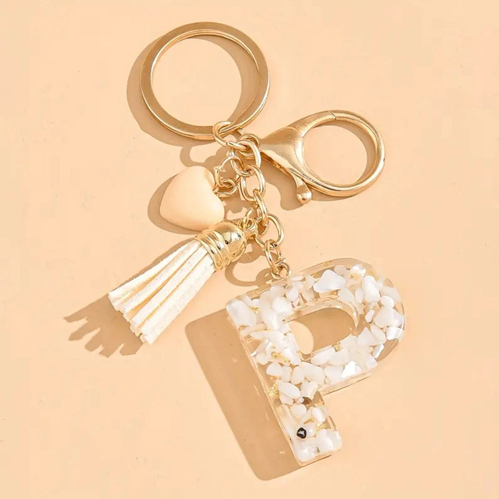 Shell Stone Letter Keychain