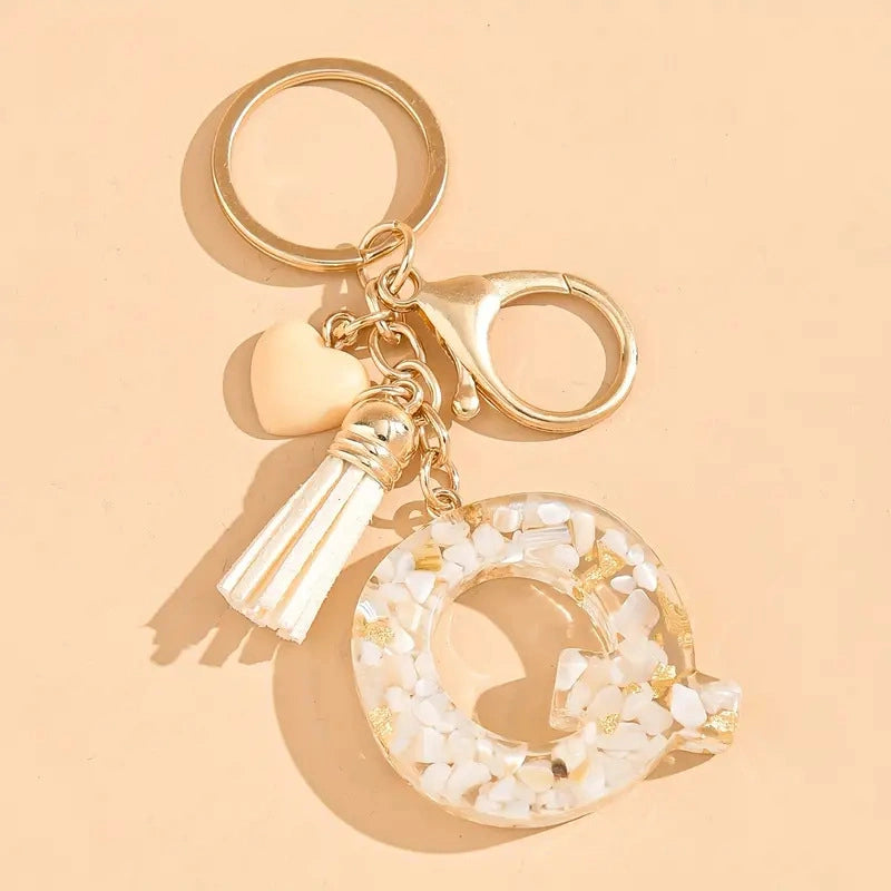 Shell Stone Letter Keychain