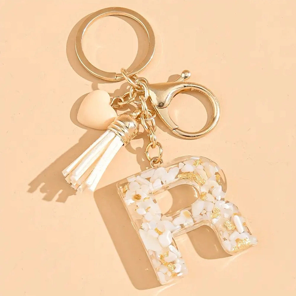 Shell Stone Letter Keychain