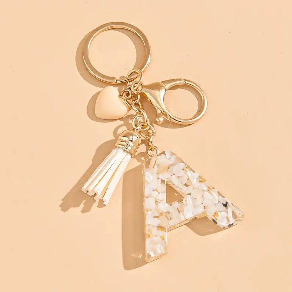Shell Stone Letter Keychain