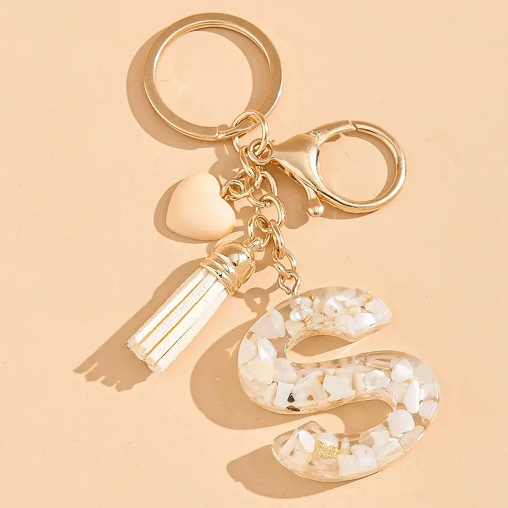 Shell Stone Letter Keychain