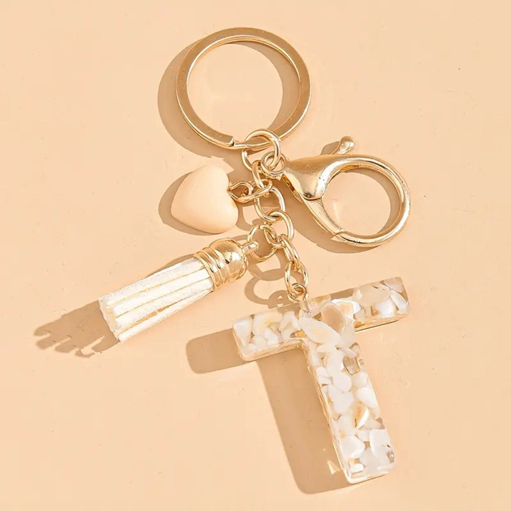 Shell Stone Letter Keychain