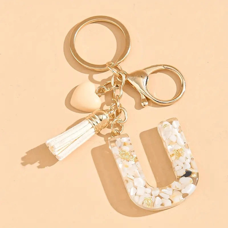 Shell Stone Letter Keychain