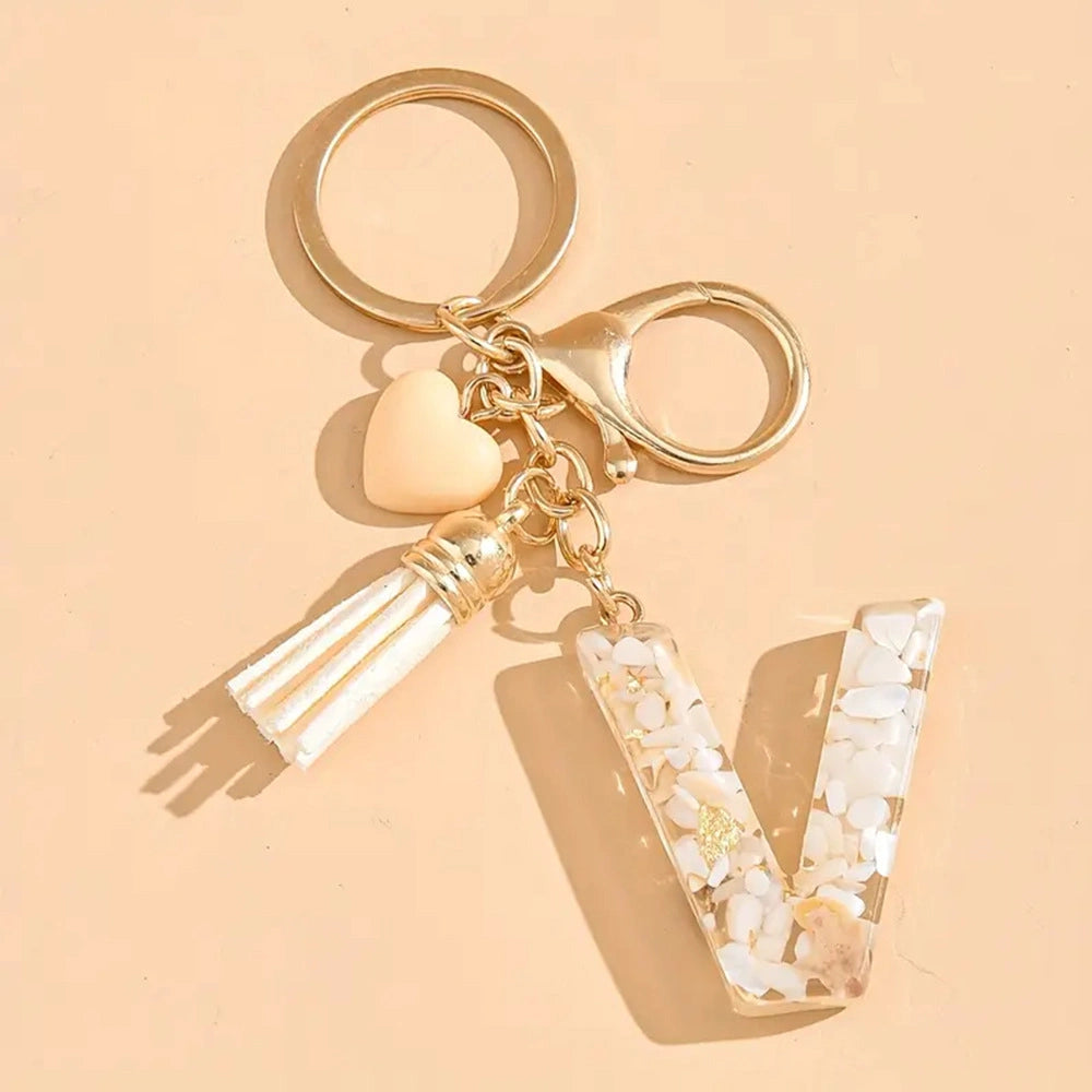 Shell Stone Letter Keychain