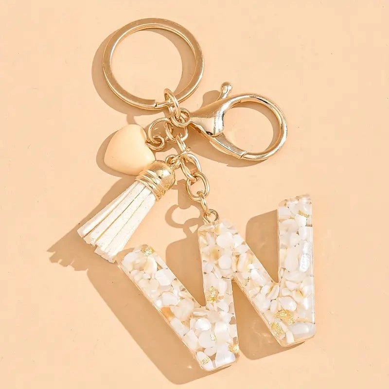 Shell Stone Letter Keychain
