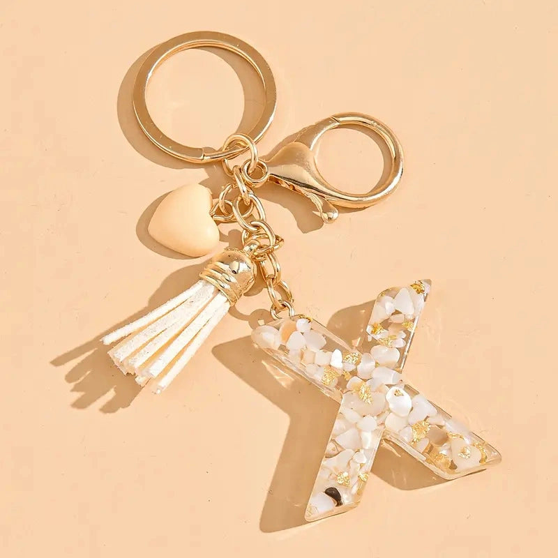 Shell Stone Letter Keychain