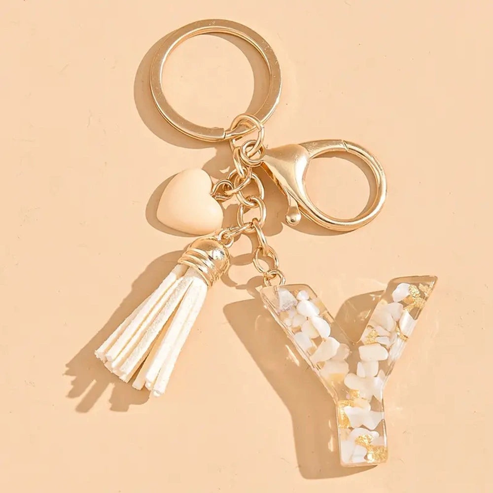 Shell Stone Letter Keychain