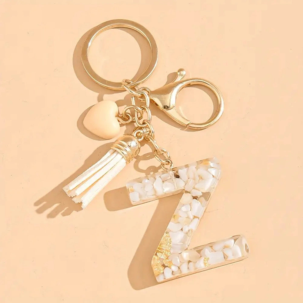 Shell Stone Letter Keychain