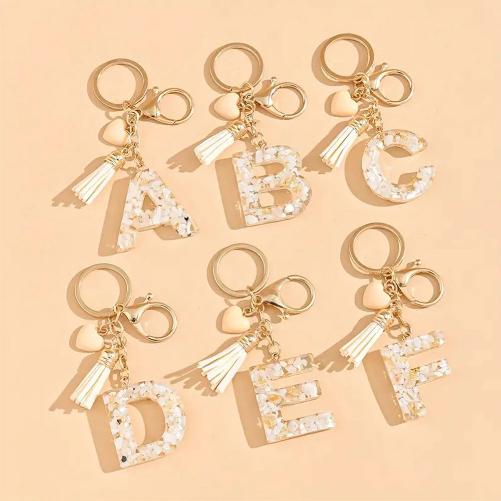 Shell Stone Letter Keychain