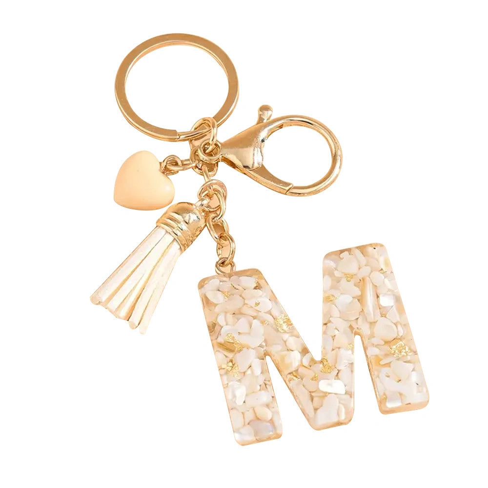 Shell Stone Letter Keychain