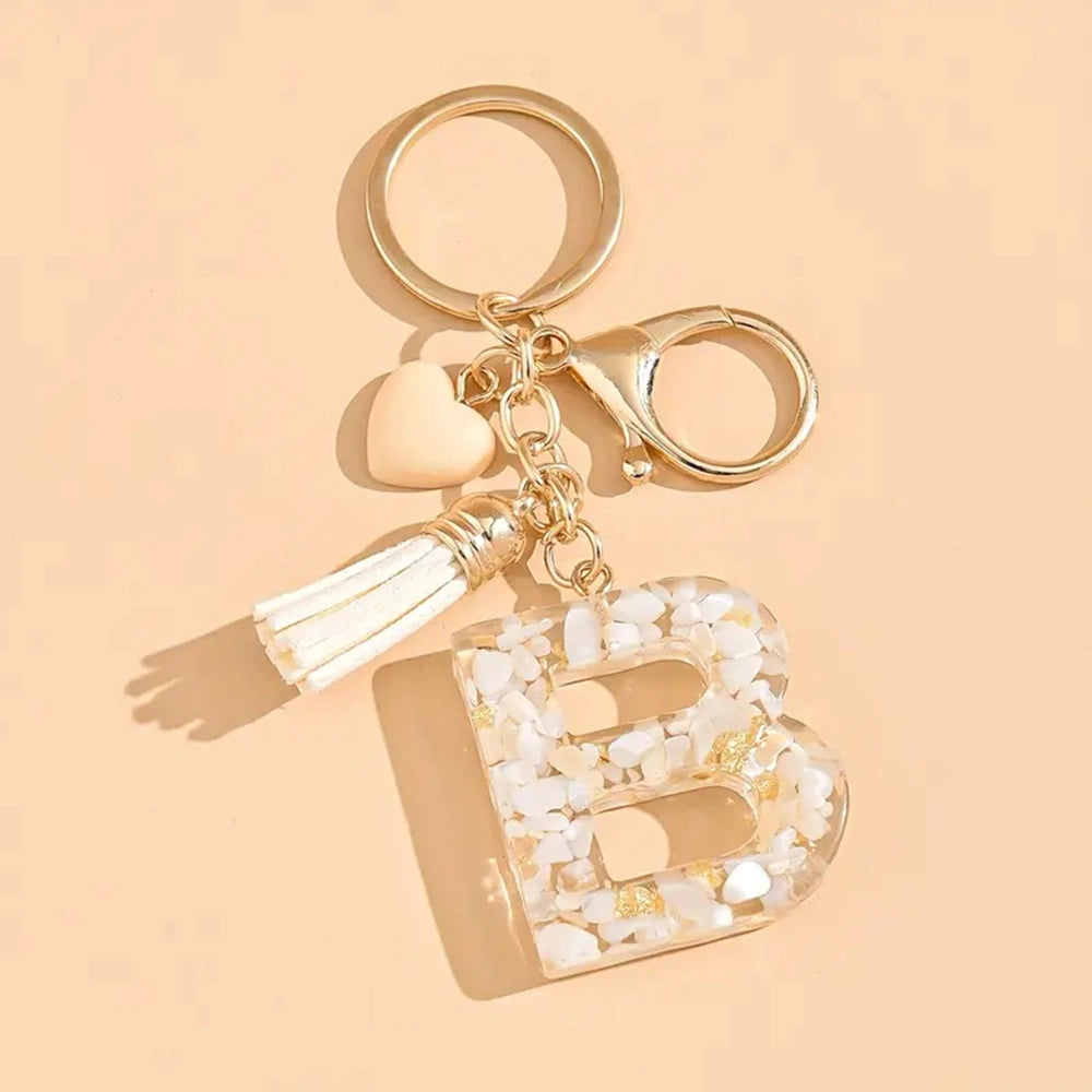 Shell Stone Letter Keychain
