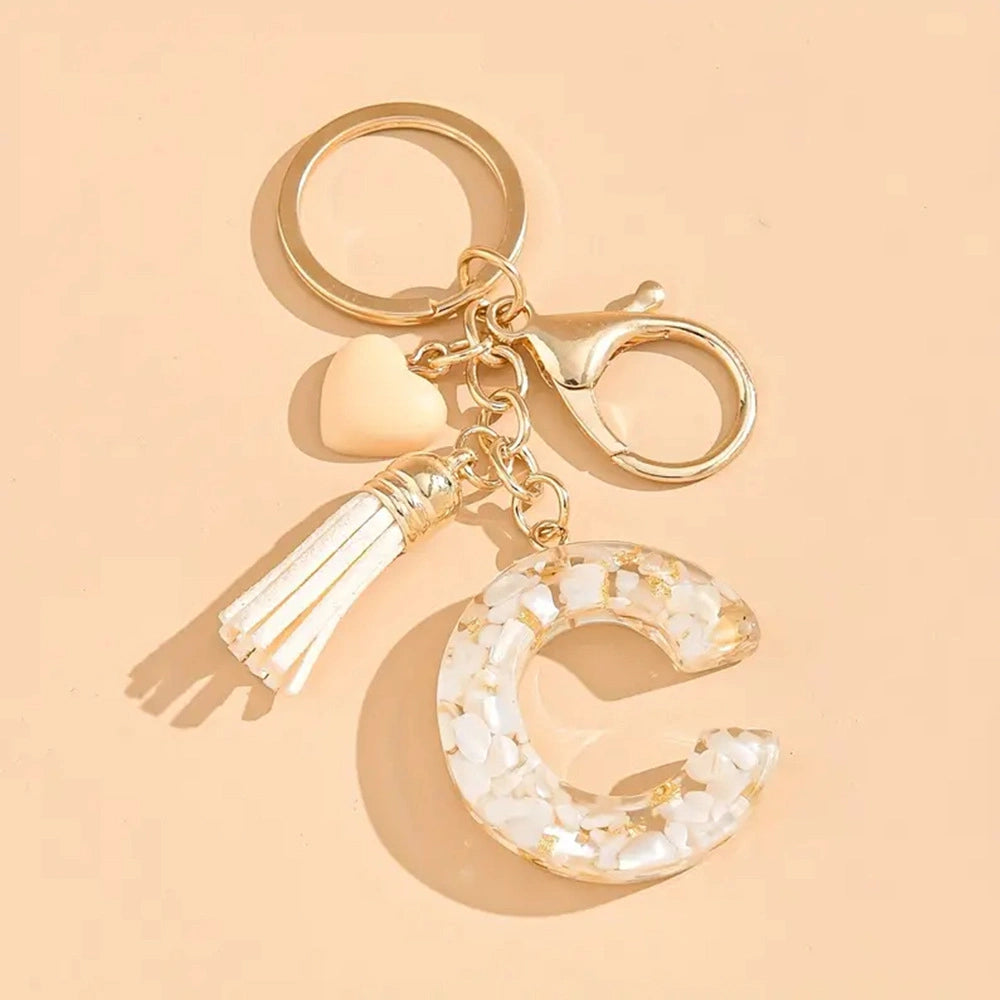 Shell Stone Letter Keychain