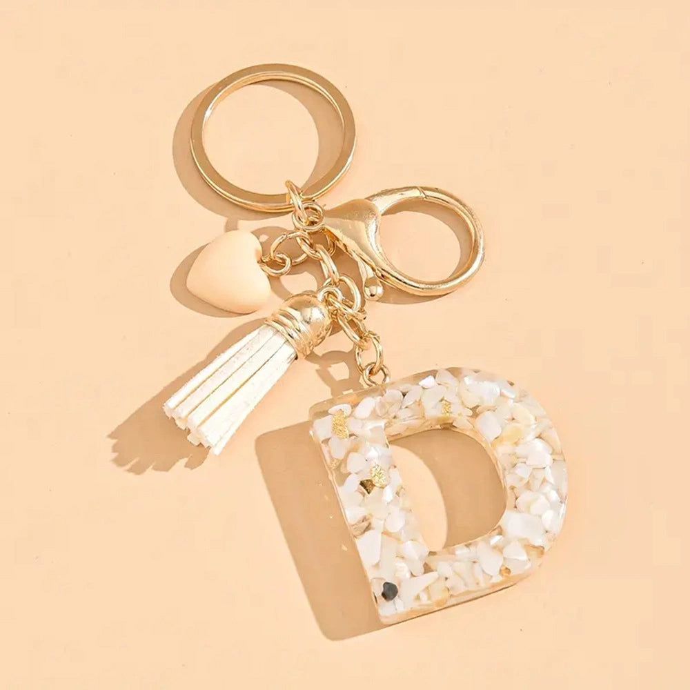 Shell Stone Letter Keychain