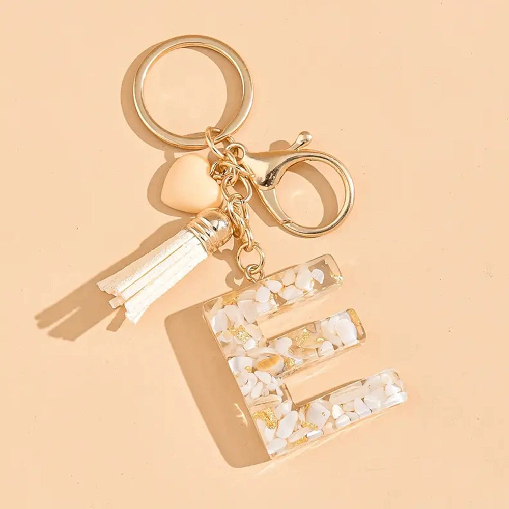 Shell Stone Letter Keychain