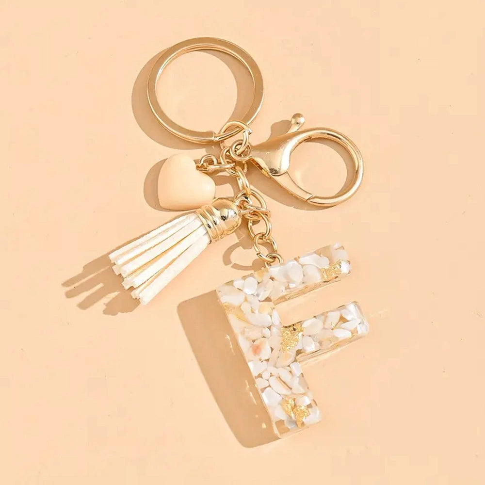 Shell Stone Letter Keychain