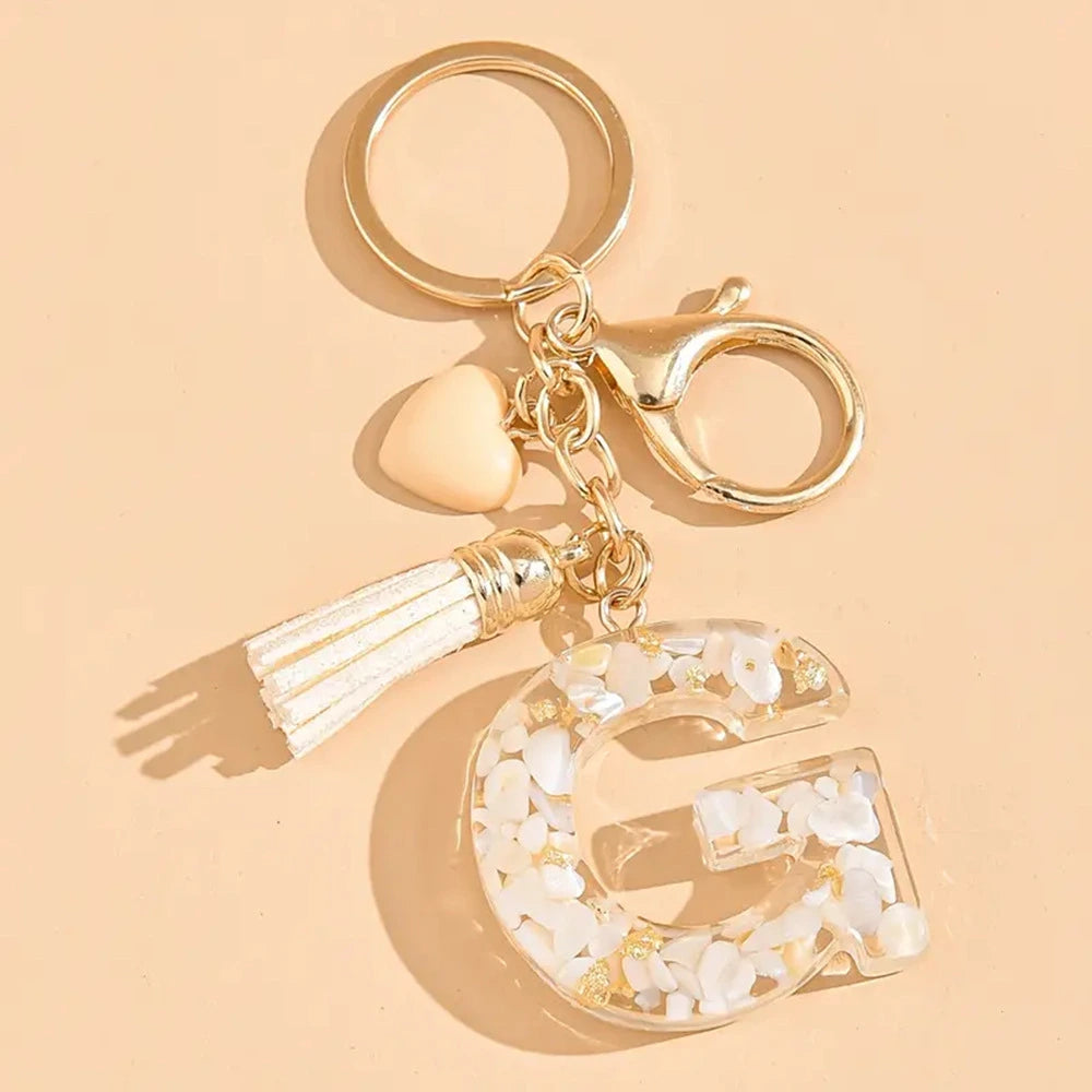 Shell Stone Letter Keychain