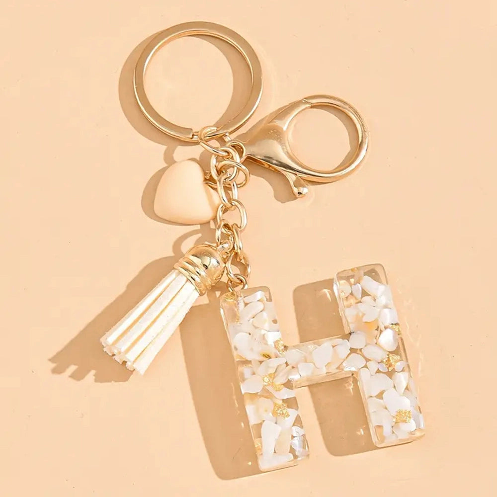 Shell Stone Letter Keychain