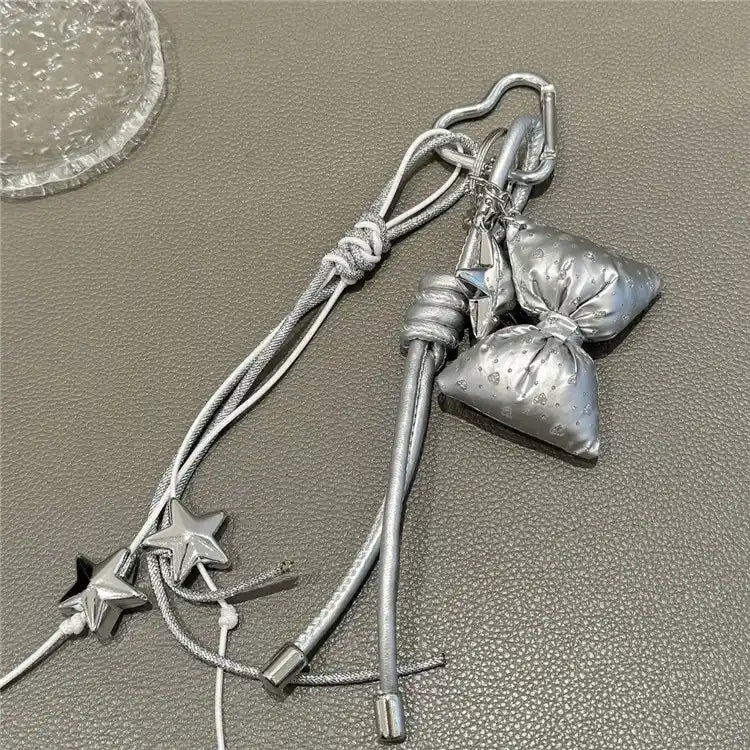 Silver Bow Bag Charm