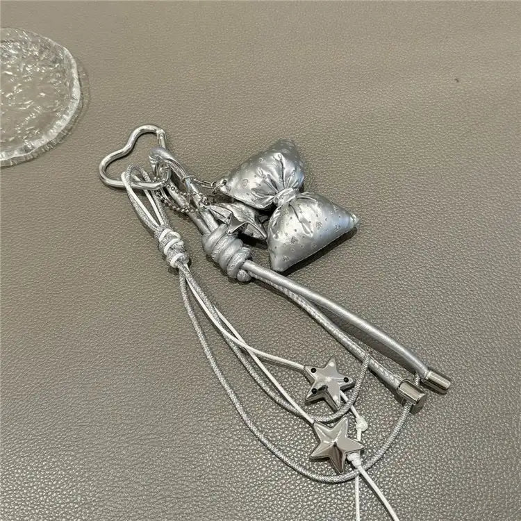 Silver Bow Bag Charm