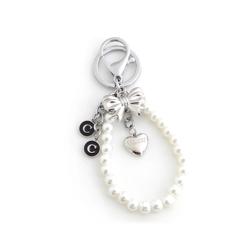 Silver Bow Heart Bag Charm