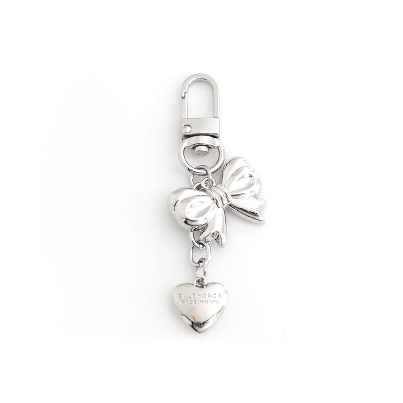Silver Bow Heart Bag Charm